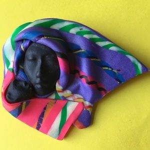 Mother and Baby SIGNED handcrafted brooch pin